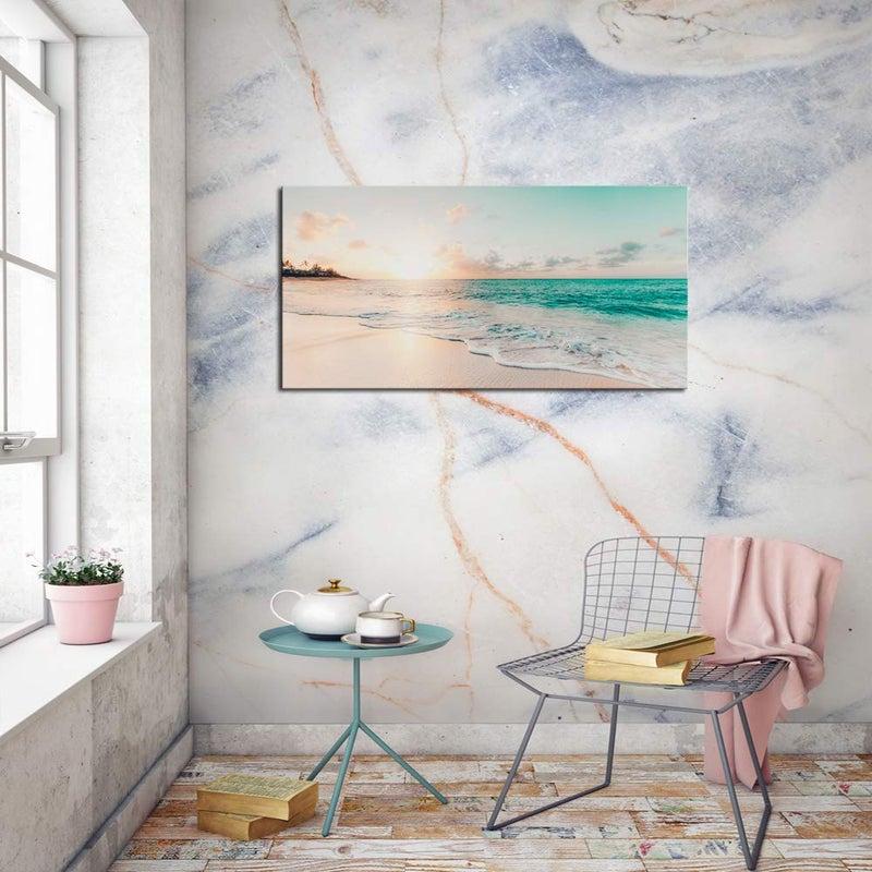DZL Art S73850 Wall Art Canvas Prints Beach Sunset Ocean Waves Nature Pictures Painting Canvas Paintings Ready to Hang for Home Decorations Wall Decor - Image 4